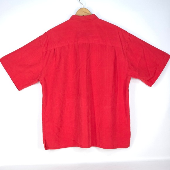 Bamboo Cay Palm Tree Shirt XL Red Embroidered Button Up Island Camp Modal Blend - Picture 2 of 16